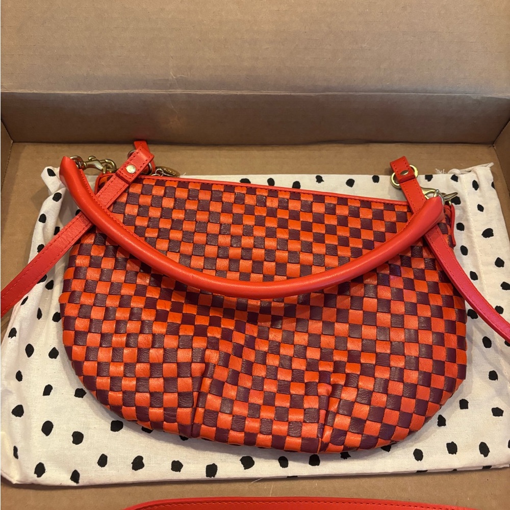 Clare V Red and Brown Checkered Crossbody Bag